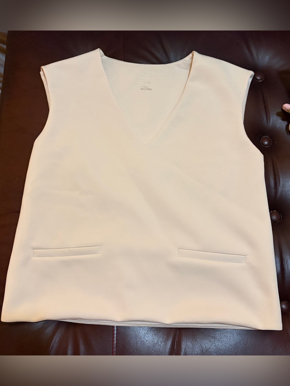 Cream V-Neck Sleeveless Top